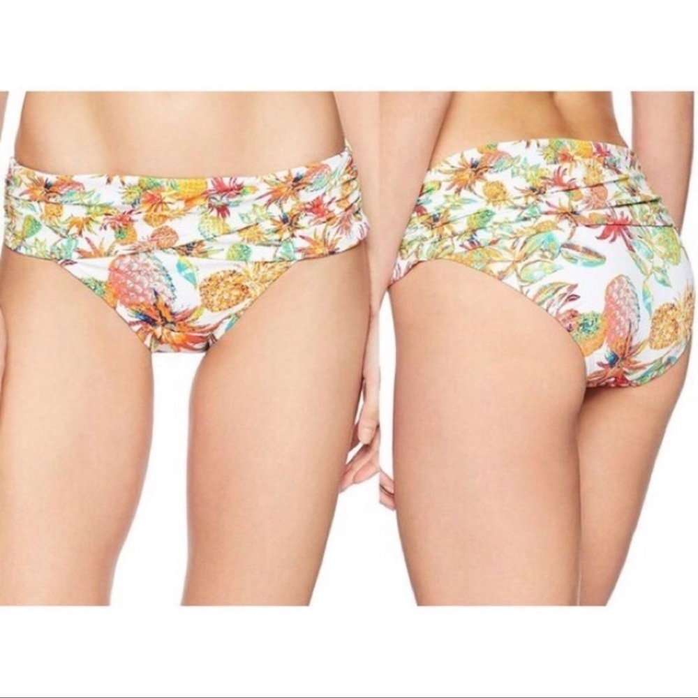 Bleu Rod Beattie Pineapple swim suit bottoms yellow orange green bathing suit 14